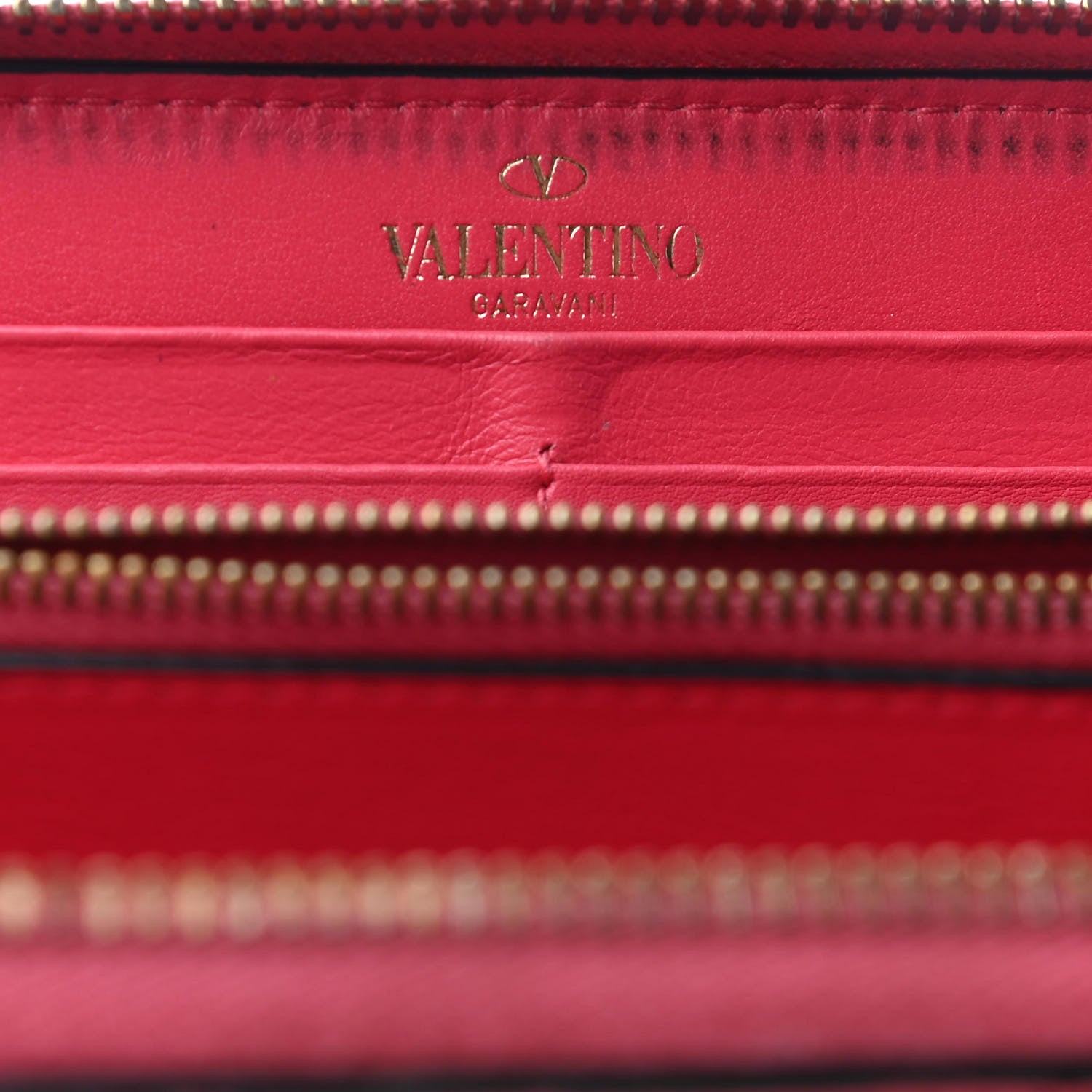 Valentino Garavani Calfskin Rockstud Zip Around Wallet Deep Rose 6 of 12