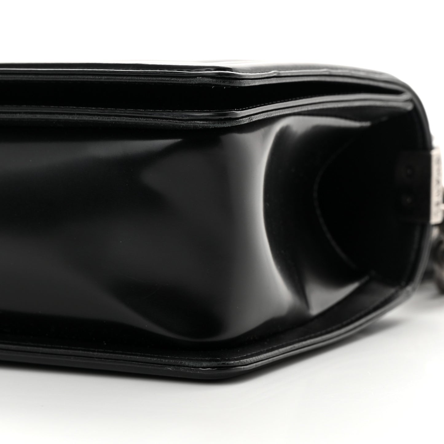 Glazed Calfskin Medium Boy Flap Black