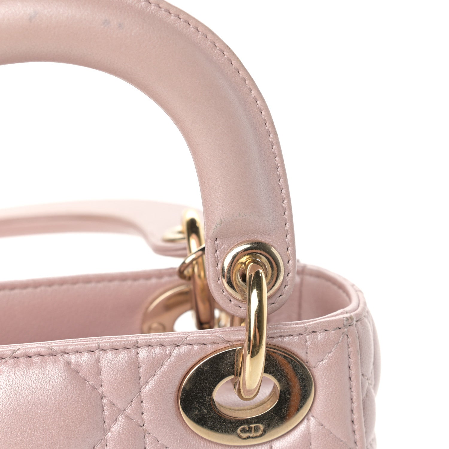 Christian Dior Metallic Lambskin Cannage Mini Lady Dior Lotus 15 of 18