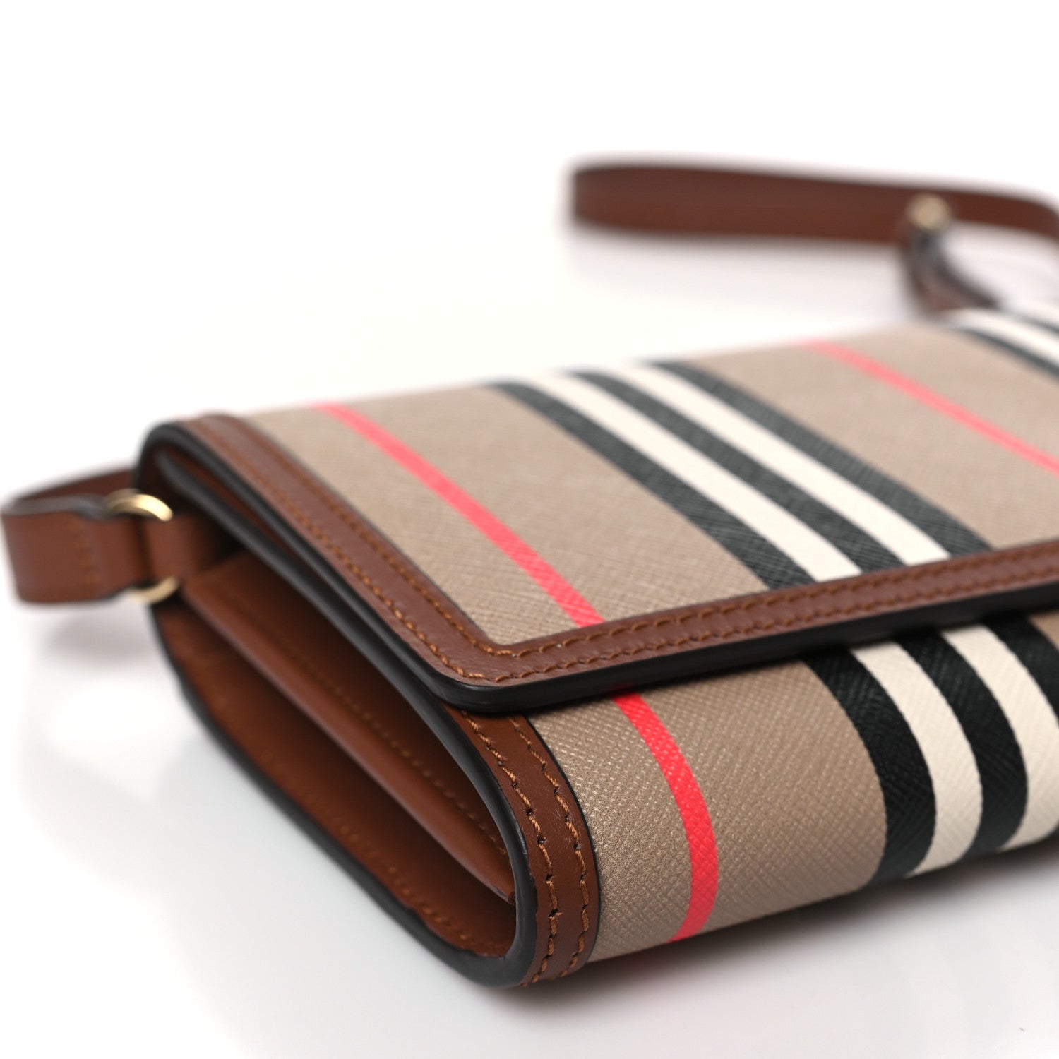 Burberry E-Canvas Icon Stripe Hannah Wallet With Detachable Strap Archive Beige Tan 7 of 8