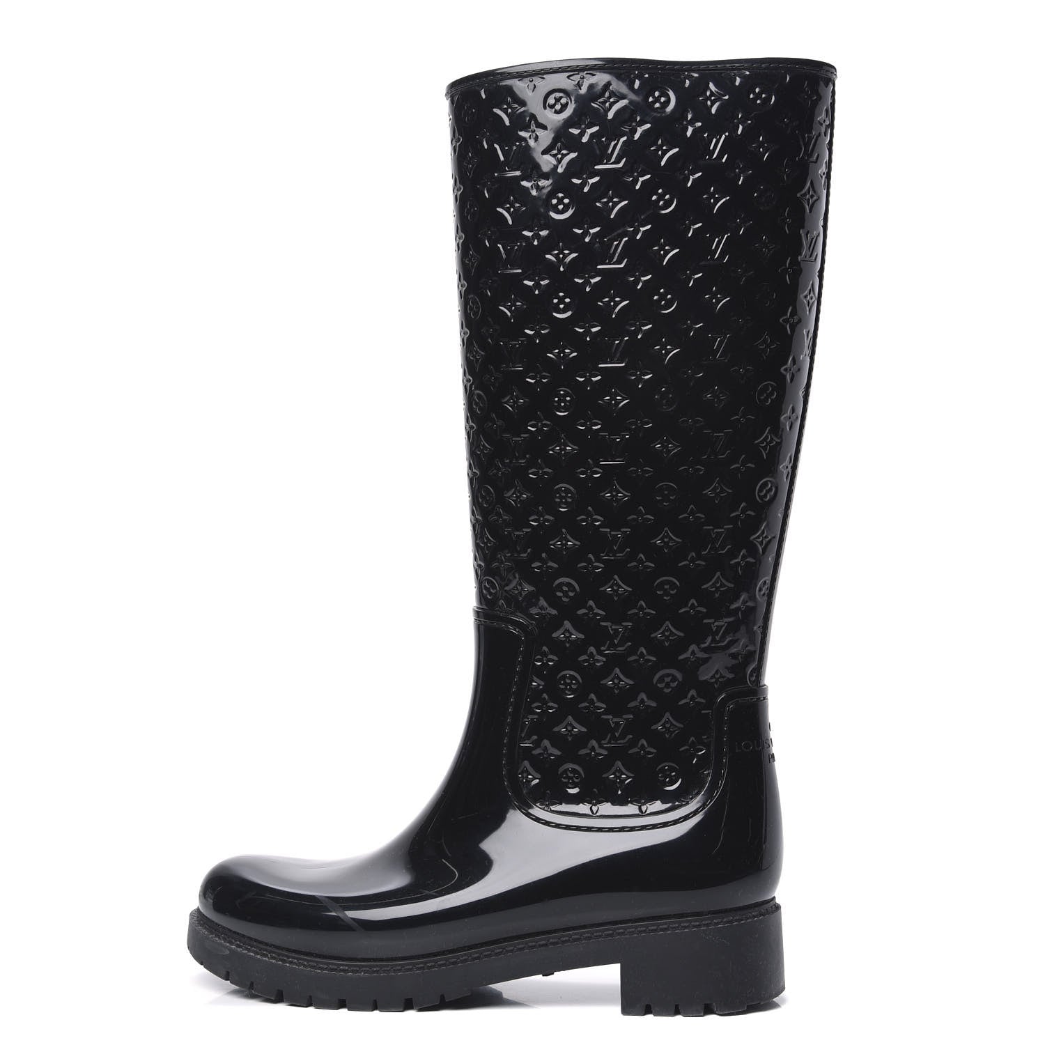 Louis Vuitton Rubber Embossed Monogram Splash Rain Boots 40 Black 1 of 8