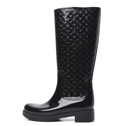 Louis Vuitton Rubber Embossed Monogram Splash Rain Boots 40 Black 1 of 8