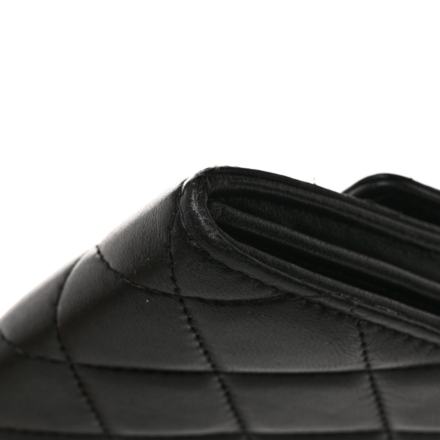 Lambskin Quilted Large Gusset Flap Wallet Black