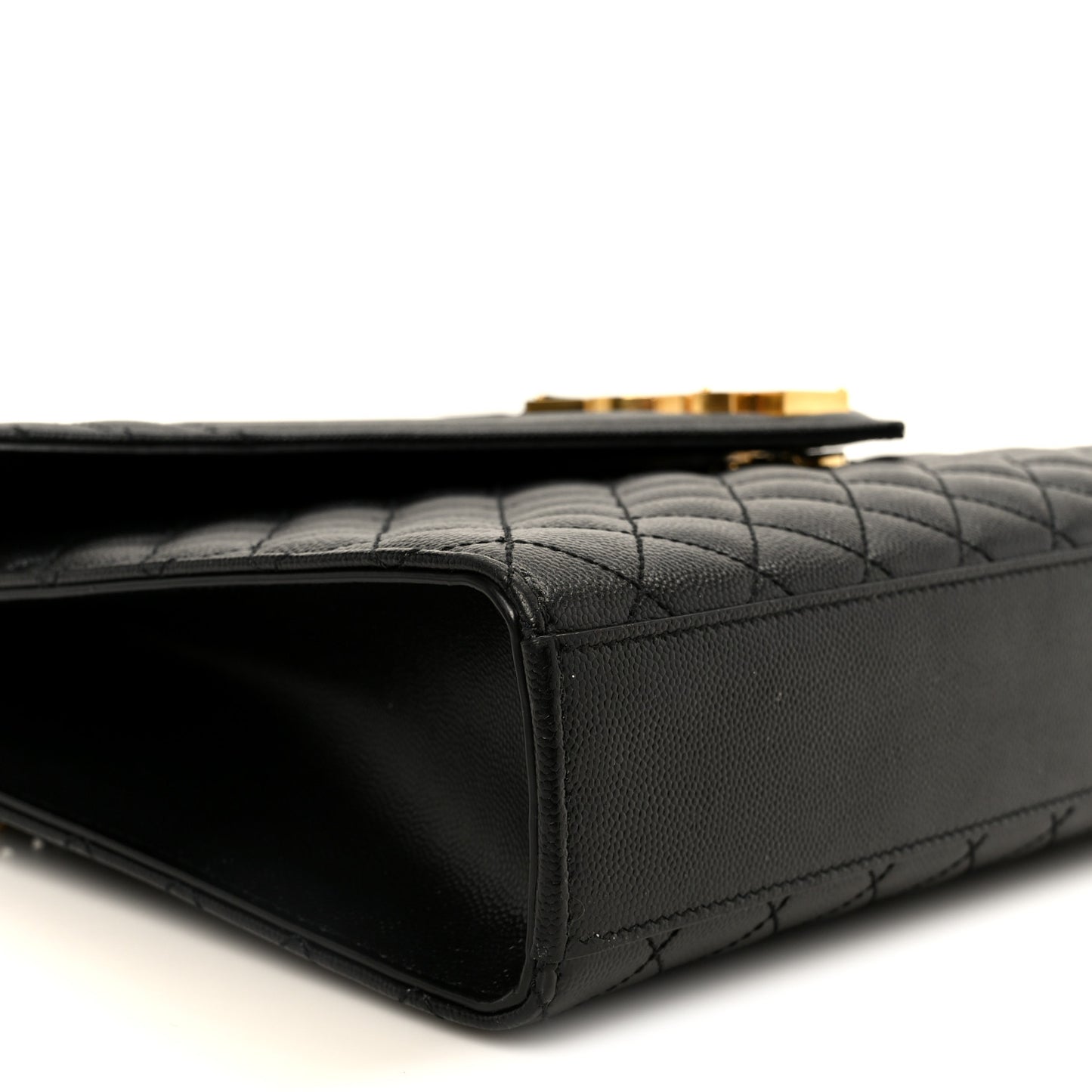 Grain De Poudre Textured Mixed Matelasse Large Triquilt Monogram Satchel Black