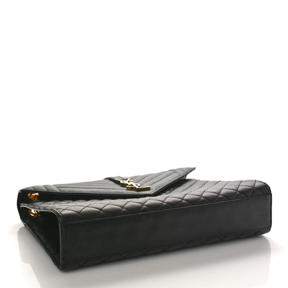 Saint Laurent Grain De Poudre Textured Mixed Matelasse Large Triquilt Monogram Satchel Black 4 of 9