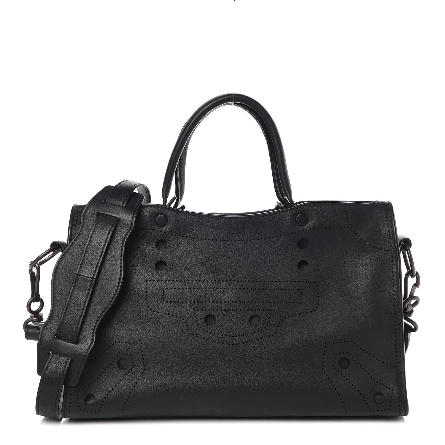 Balenciaga Veau Soyeux Perforated Blackout Hardware S City Black 1 of 9