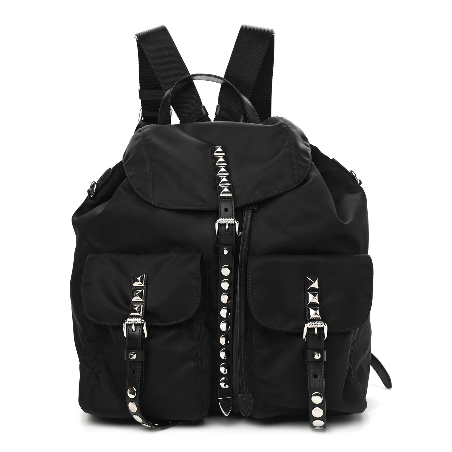 Nylon New Vela Studded Backpack Black