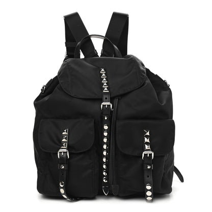 Prada Nylon New Vela Studded Backpack Black 1 of 8