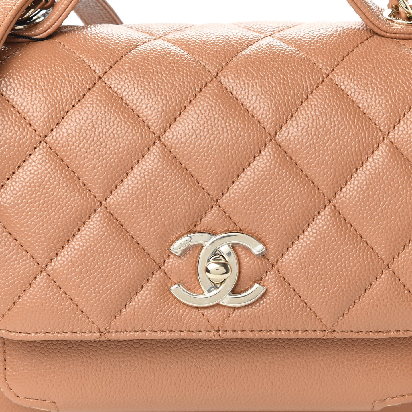Caviar Quilted Small Business Affinity Flap Camel