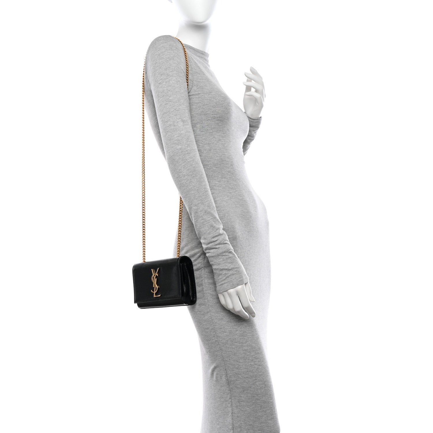 Saint Laurent Grain De Poudre Small Monogram Kate Satchel Black 2 of 10