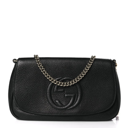 Gucci Pebbled Calfskin Medium Soho Flap Crossbody Black 1 of 9