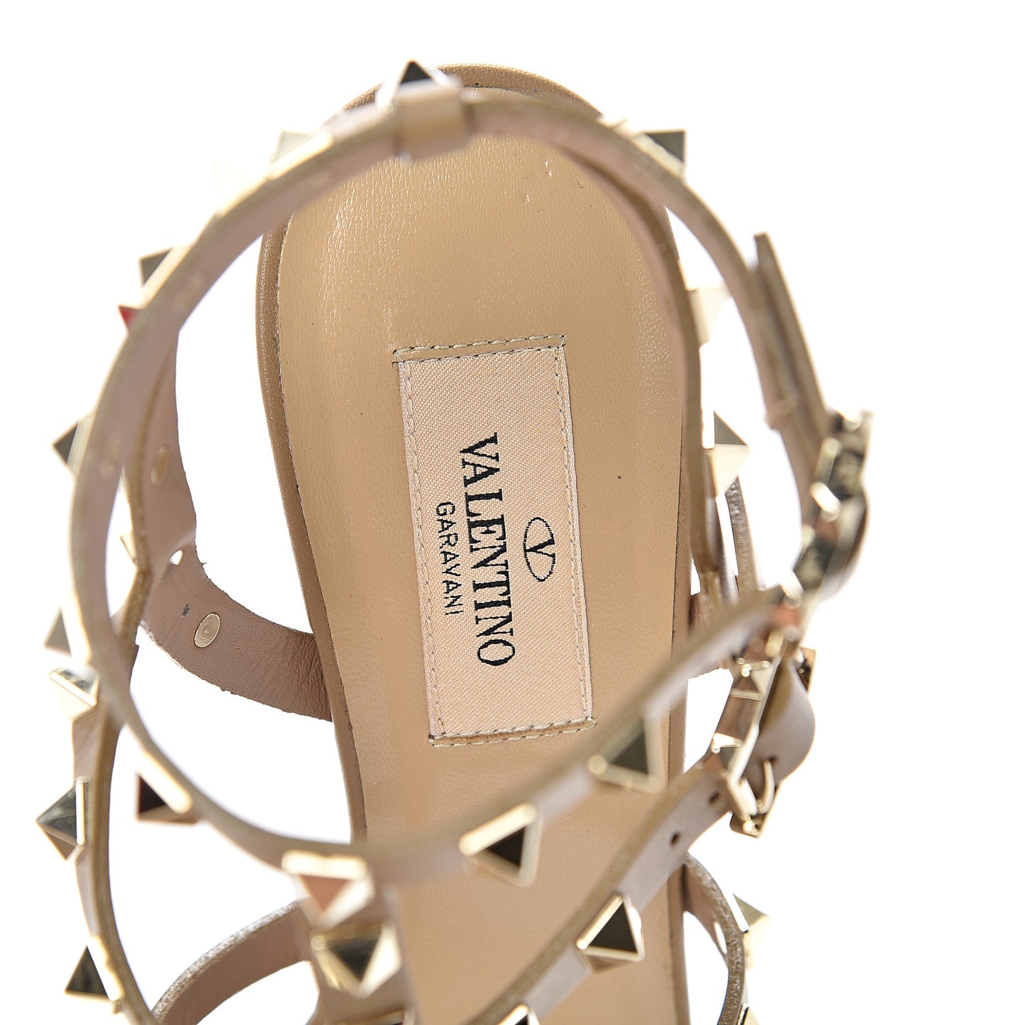 Calfskin Rockstud 90mm City Sandals 37.5 Poudre