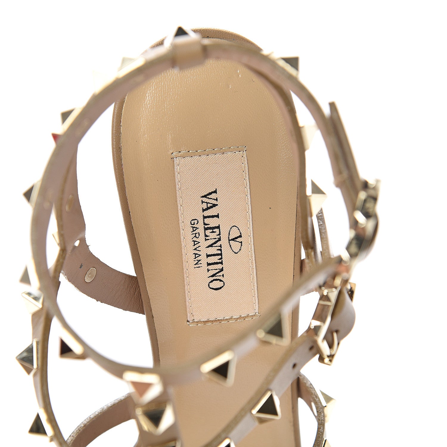 Valentino Garavani Calfskin Rockstud 90mm City Sandals 37.5 Poudre 6 of 14