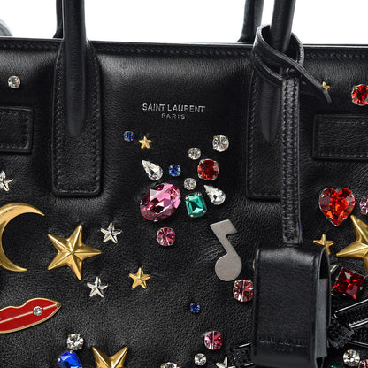 Saint Laurent Calfskin Crystal Embellished Nano Sac de Jour Black 13 of 17