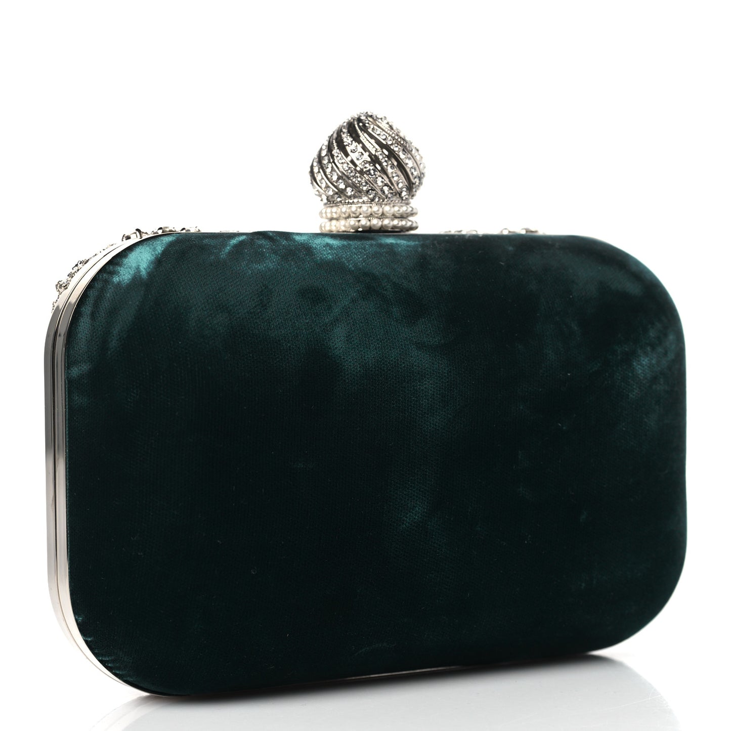 Velvet Embellished Cloud Clutch Green