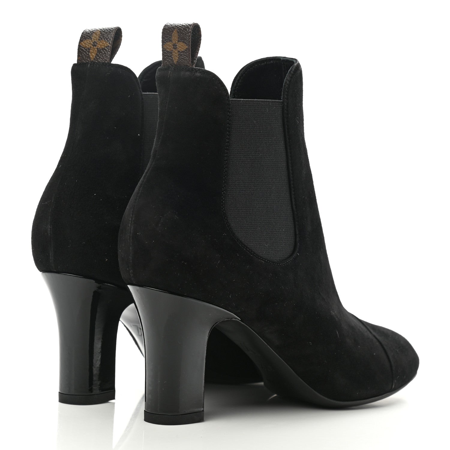 Louis Vuitton Suede Monogram Uniformes Cap Toe Chelsea 75mm Ankle Boots 37.5 Black 4 of 8