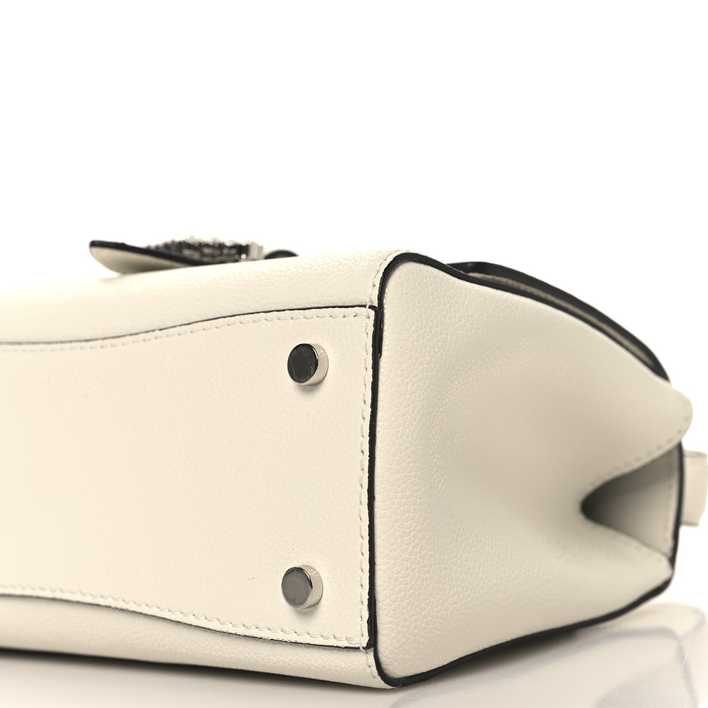 Calfskin Crystal Small Cheri Top Handle Bag Milk