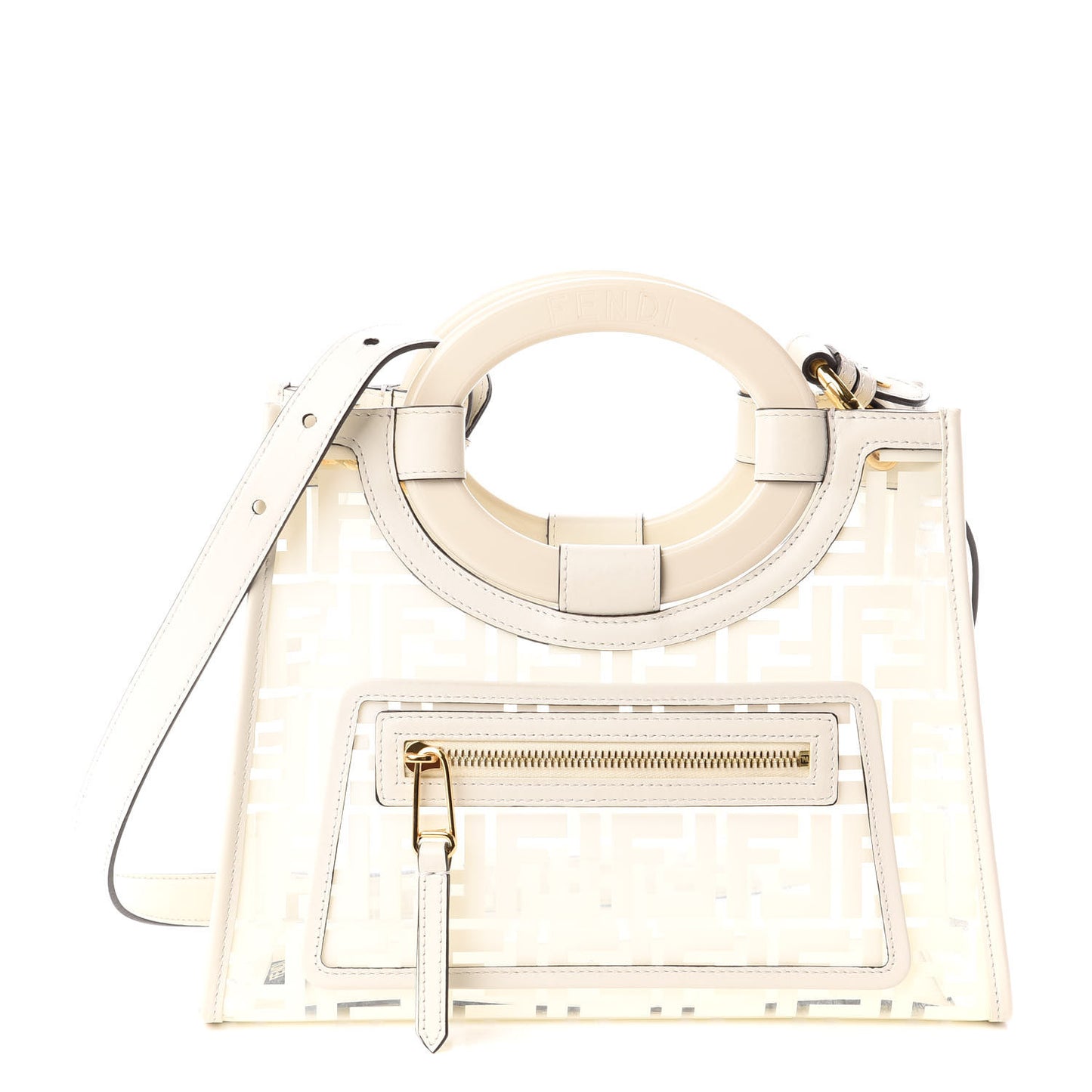 TPU FF Vitello Century Plexiglass Small Runaway Shopper Tote White