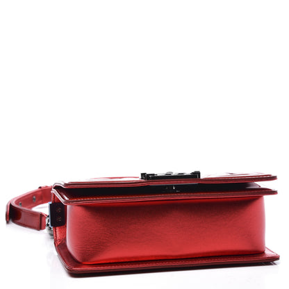 Chanel Metallic Patent Calfskin Quilted Small Boy Flap Red 3 of 12