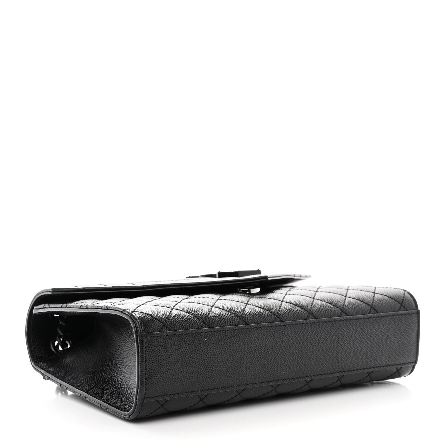 Saint Laurent Grain De Poudre Textured Mixed Matelasse Triquilt Medium Monogram Monochrome Satchel Black 4 of 11