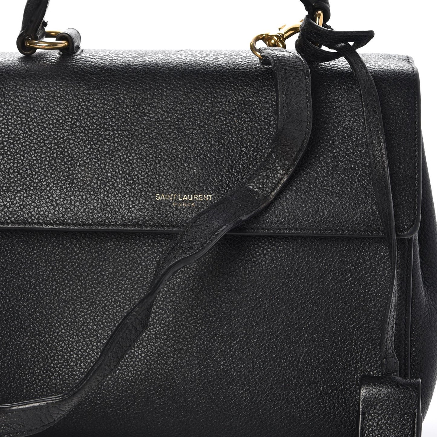 Grained Calfskin Small Moujik Top Handle Bag Black