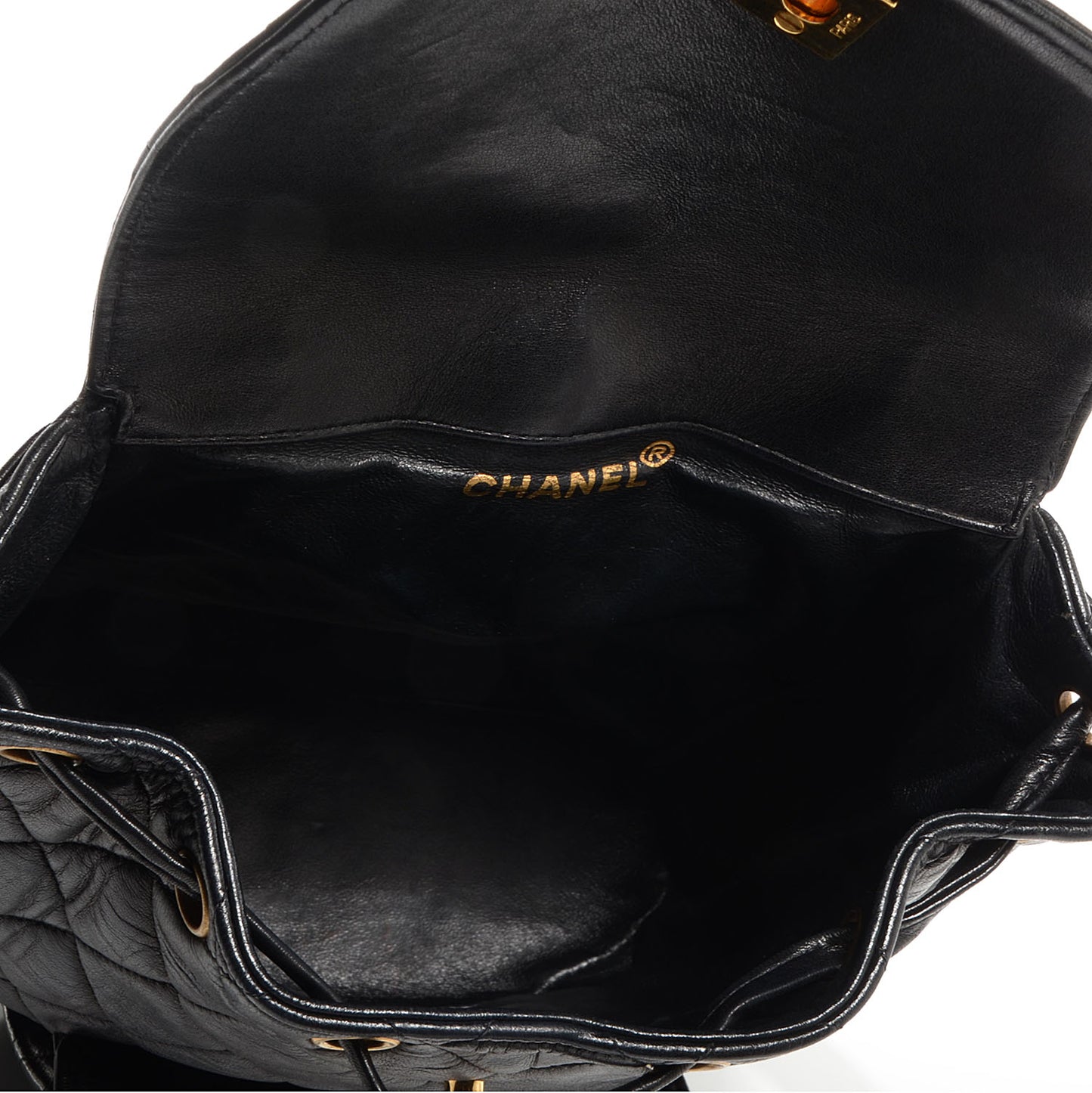 Lambskin Quilted Backpack Black