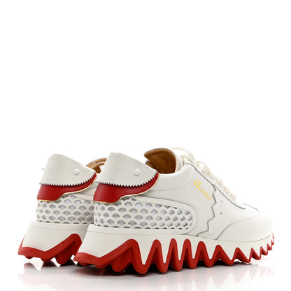 Christian Louboutin Calfskin Neoprene Womens Loubishark Sneakers 40 White 4 of 8