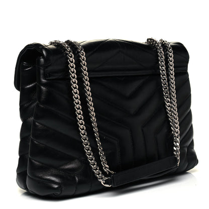 Saint Laurent Calfskin Y Quilted Monogram Medium Loulou Chain Satchel Black 3 of 9