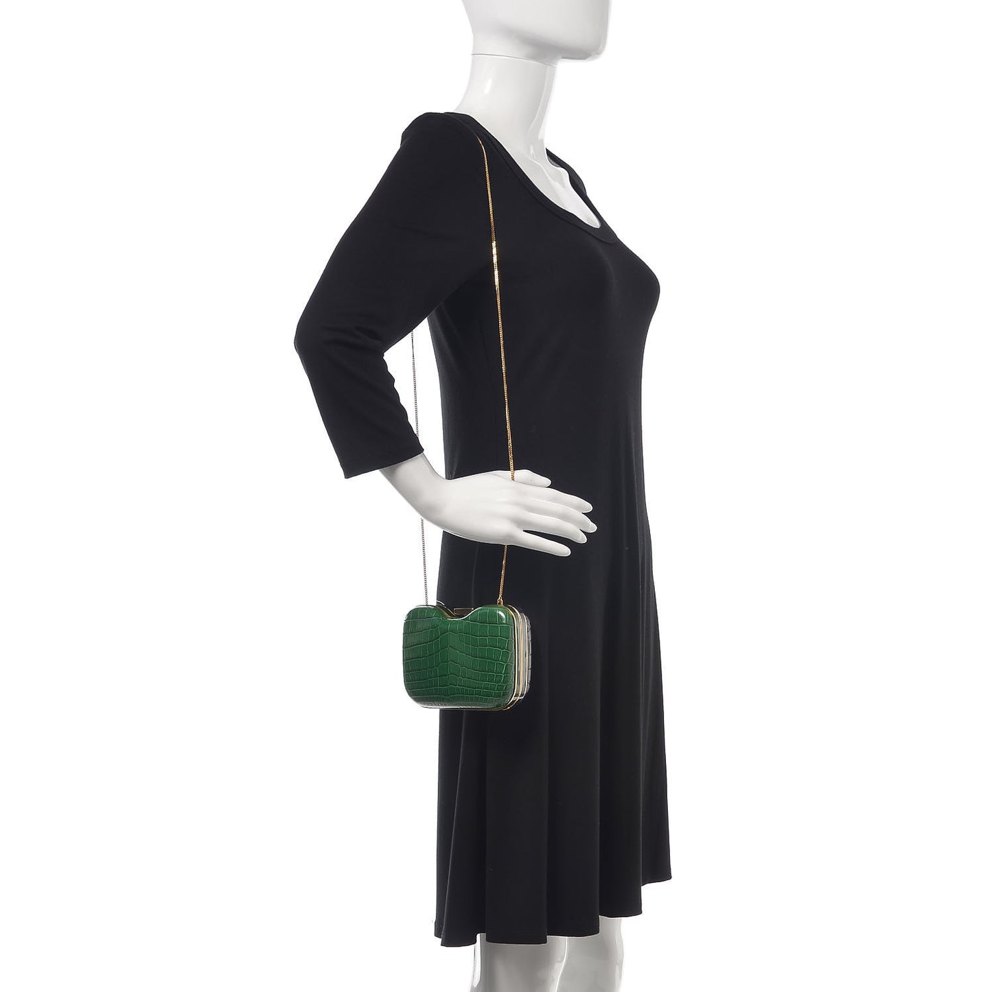Crocodile Box Clutch Green Blue