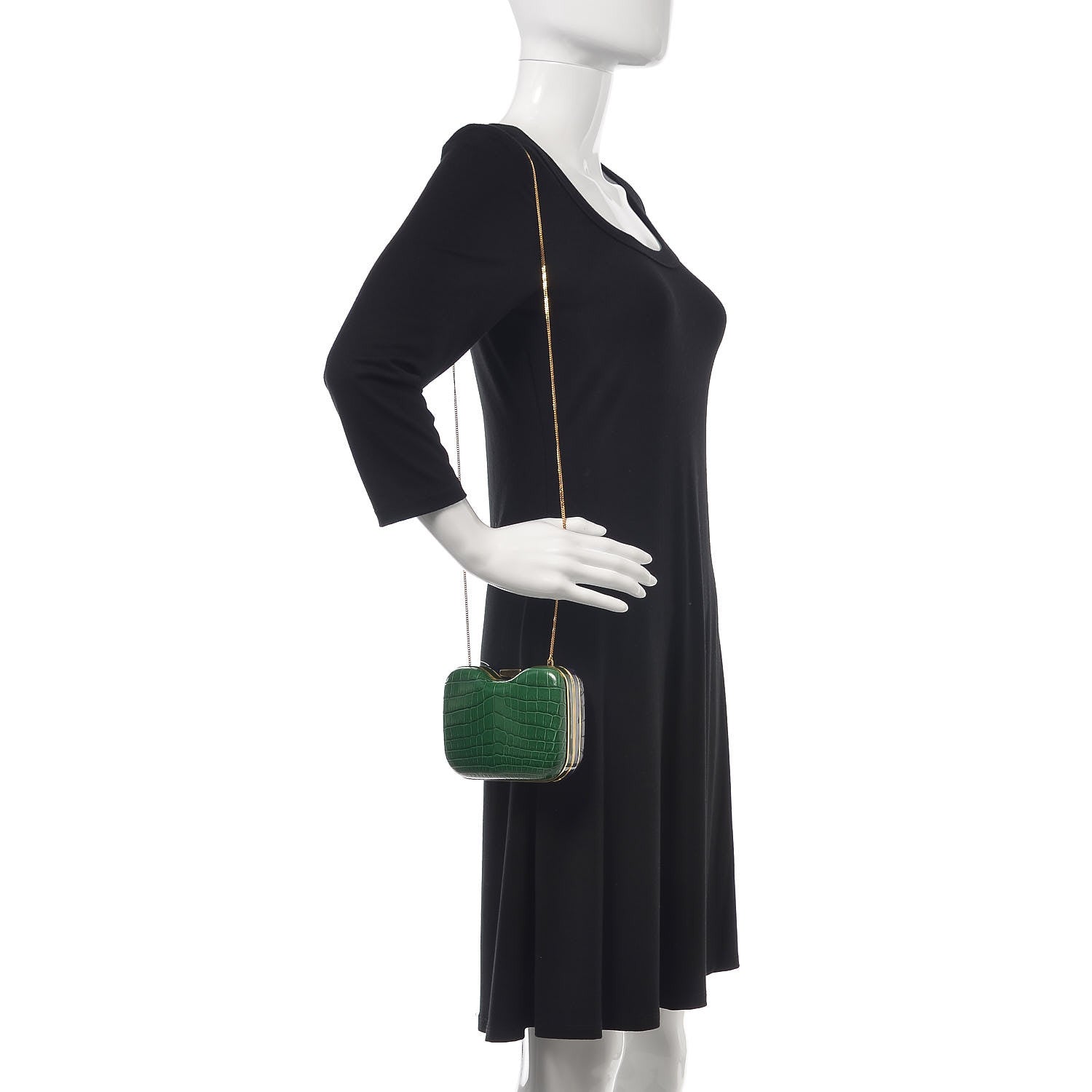 Fendi Crocodile Box Clutch Green Blue 2 of 6