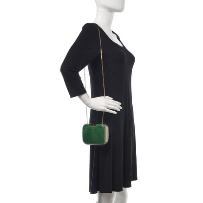 Fendi Crocodile Box Clutch Green Blue 2 of 6