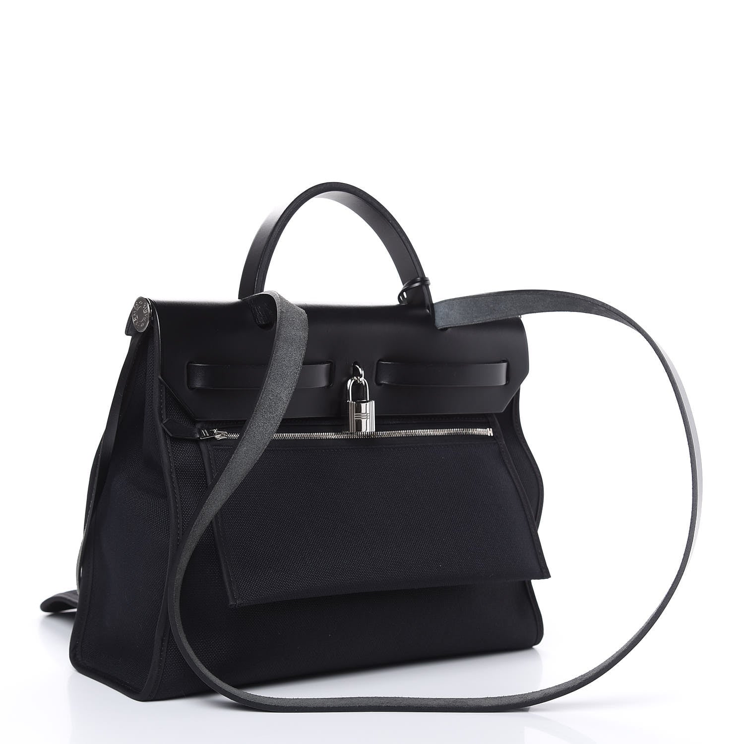 Hermes Military Toile Vache Hunter Herbag Zip PM 31 Black 4 of 13