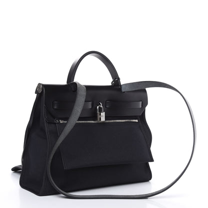 Hermes Military Toile Vache Hunter Herbag Zip PM 31 Black 4 of 13