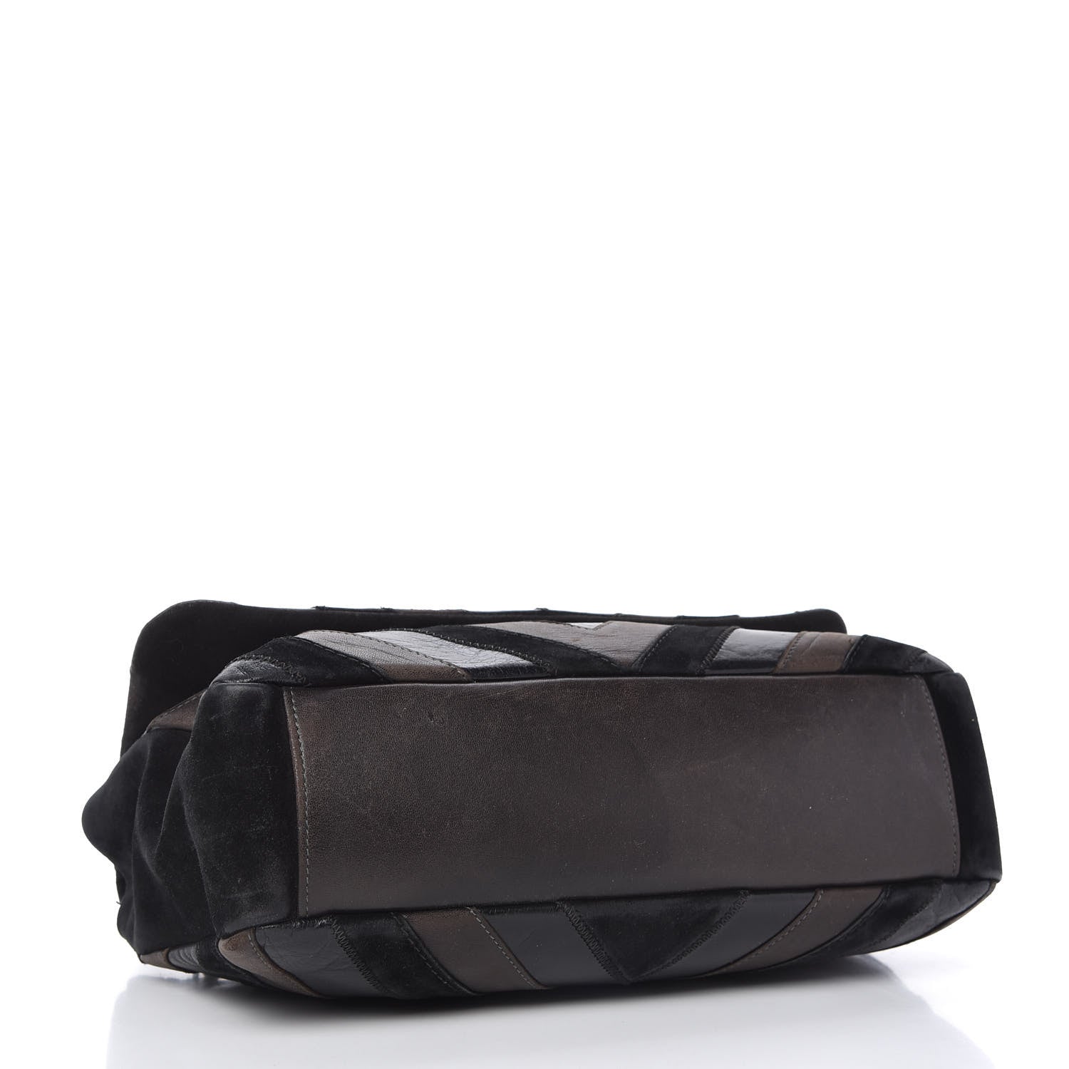 Chanel Suede Lambskin Glazed Calfskin Lady Vintage Chevron Flap Black Brown 4 of 10