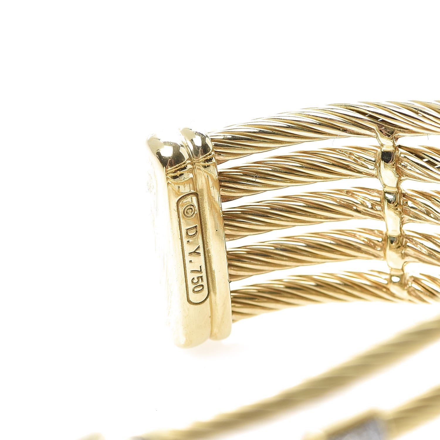 David Yurman 18K Yellow Gold Diamond Five Row Confetti Cuff Bracelet 4 of 4