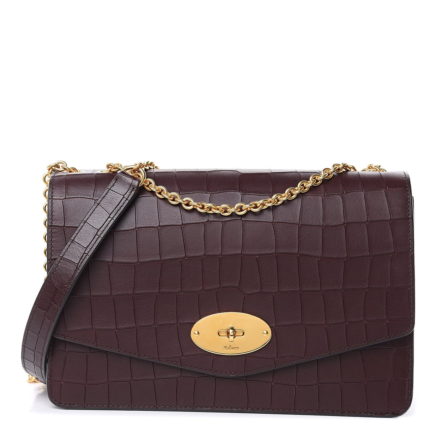 Calfskin Crocodile Embossed Large Darley Oxblood