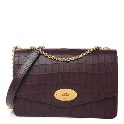 Mulberry Calfskin Crocodile Embossed Large Darley Oxblood 1 of 10
