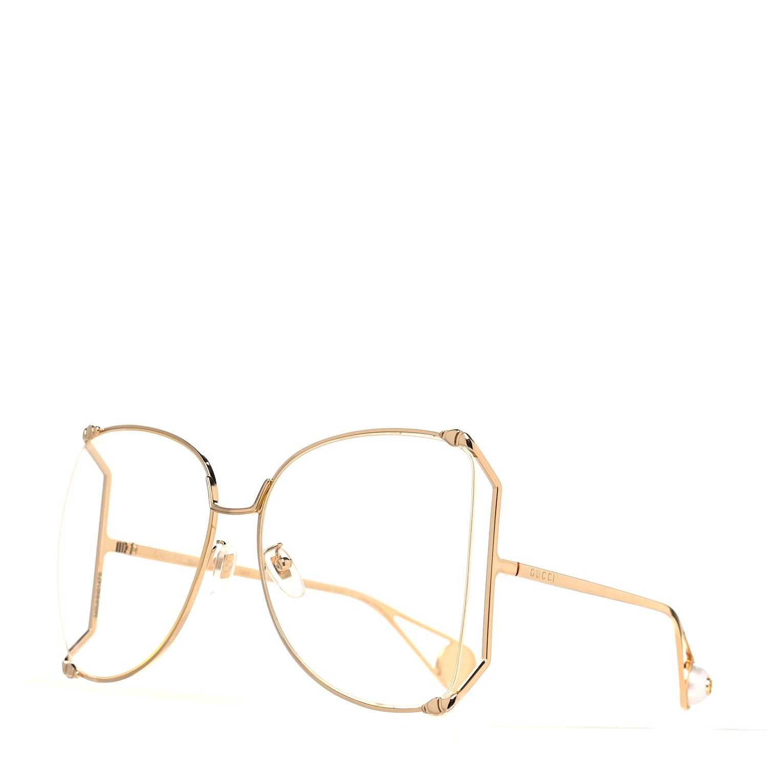 Gucci Metal Oversized Round Sunglasses GG0252S Gold 1 of 8