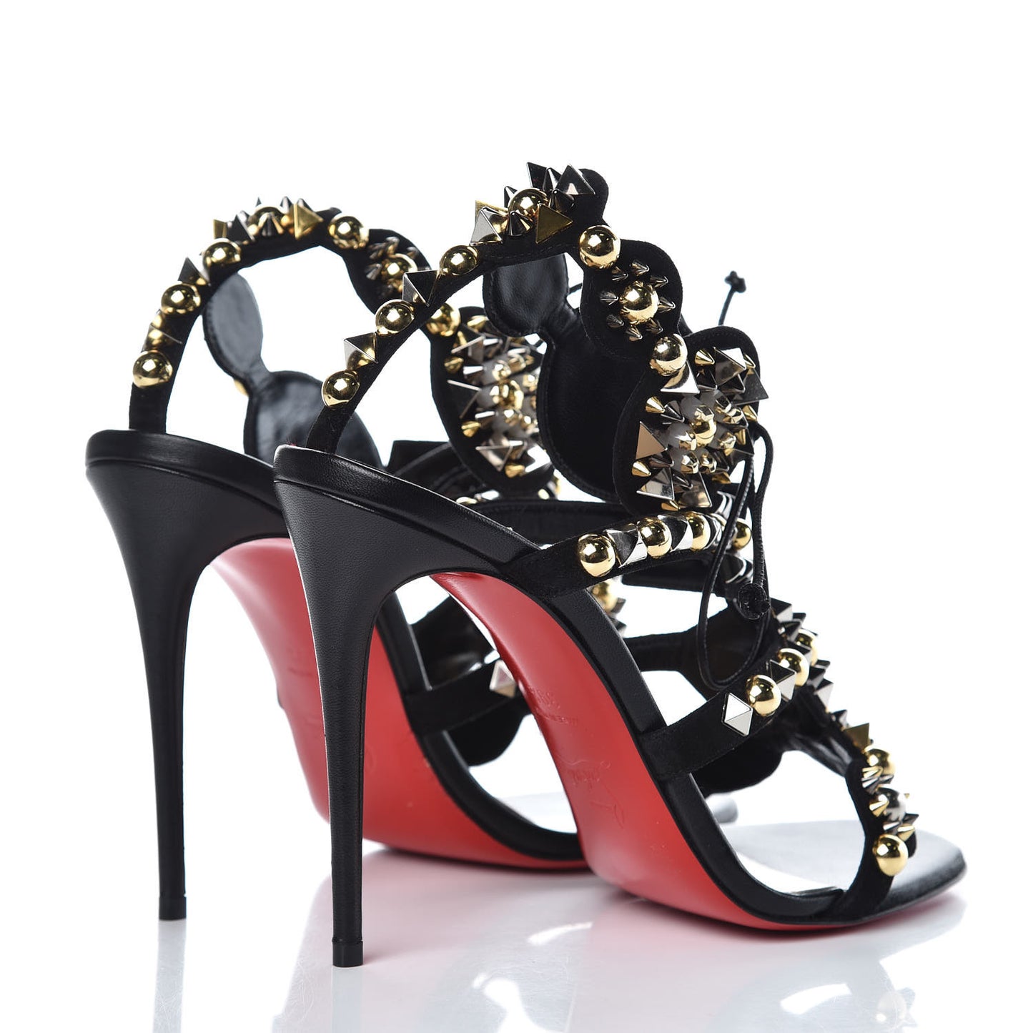 Shiny Nappa Studded Kaleikita 100 Sandals 39.5 Black