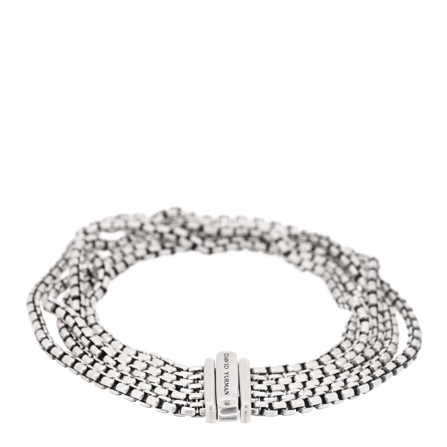 David Yurman Sterling Silver Five-Row Box Chain Bracelet 2 of 3