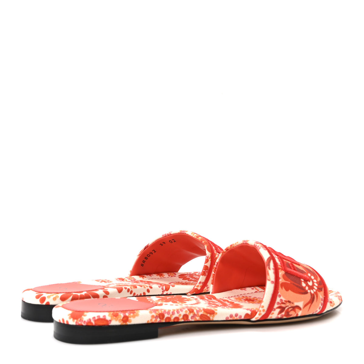 Fendi Canvas Bandana Logo Embroidered Flat Slide Sandals 39 Lava Dark Lava 5 of 10