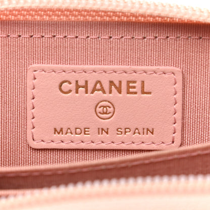Chanel Caviar Quilted Boy Zip Around Coin Purse Wallet Light Pink 6 of 13