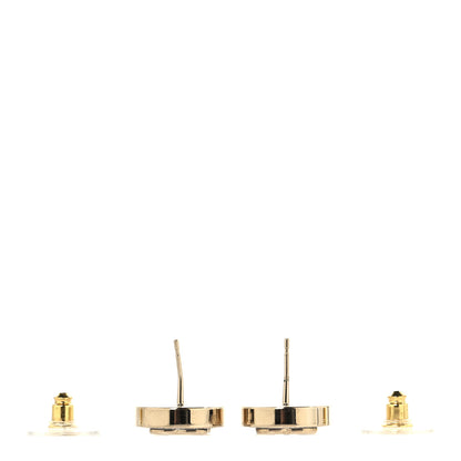 Chanel Metal Enamel CC Denim Heart Earrings Gold Blue 3 of 5