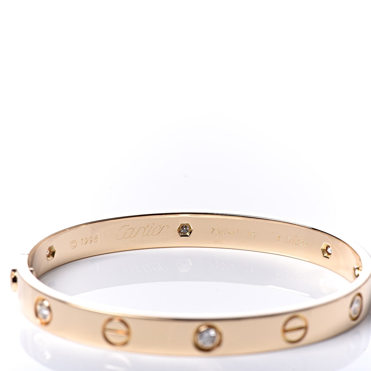 18K Yellow Gold 6 Diamond LOVE Bracelet 16