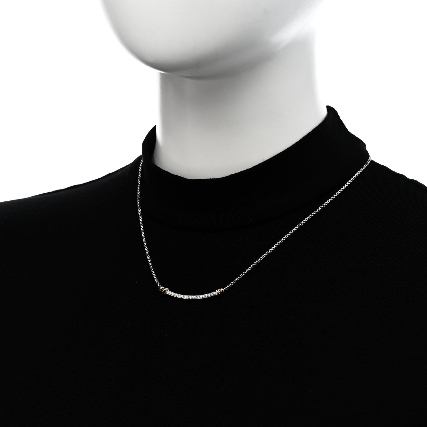 David Yurman Sterling Silver 18K Yellow Gold Diamond Petite Helena Wrap Station Necklace 2 of 4