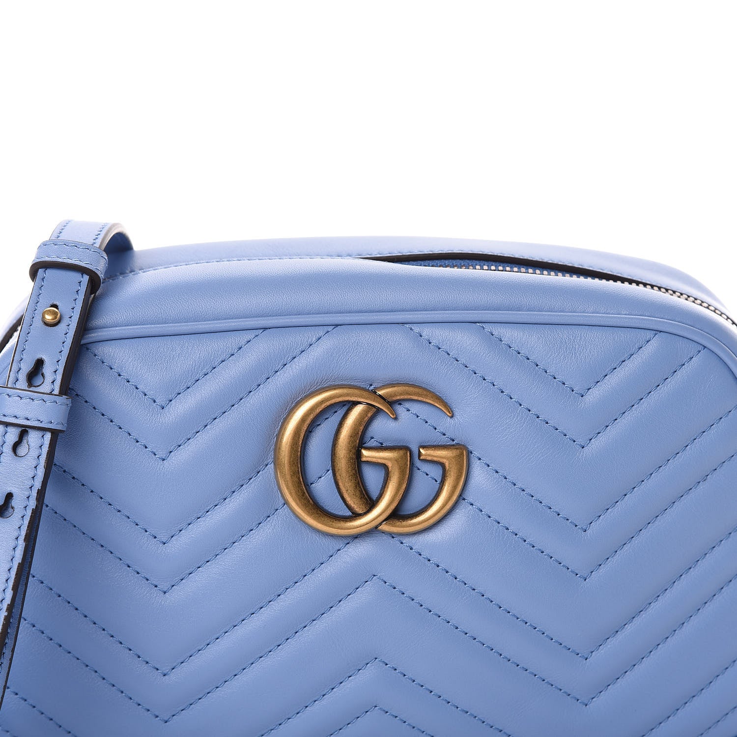 Gucci Calfskin Matelasse Small GG Marmont Chain Shoulder Bag Clear Sky Blue 10 of 10