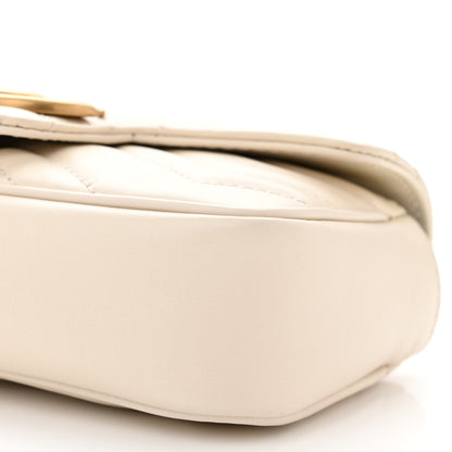 Gucci Calfskin Matelasse Super Mini GG Marmont Shoulder Bag White 10 of 11