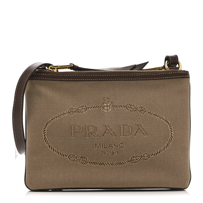 Prada Jacquard Logo Flat Crossbody Bag Corda Bruciato 1 of 11