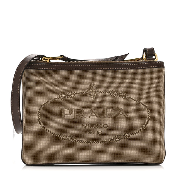 Prada Jacquard Logo Flat Crossbody Bag Corda Bruciato 1861575