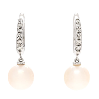 David Yurman Sterling Silver Diamond Pearl Pave Drop Earrings 1 of 5